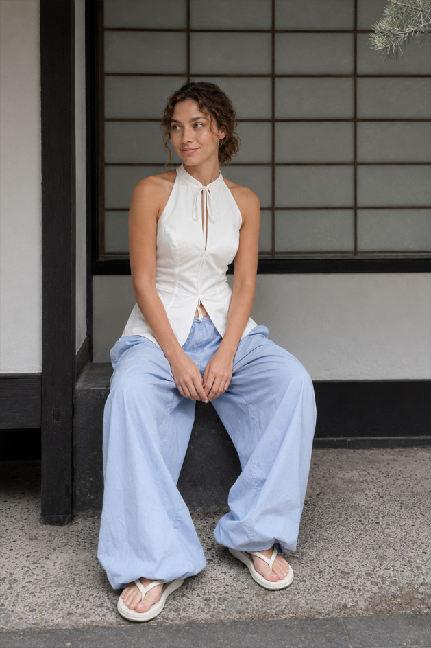 Cotton Lantern Wide Leg Pants