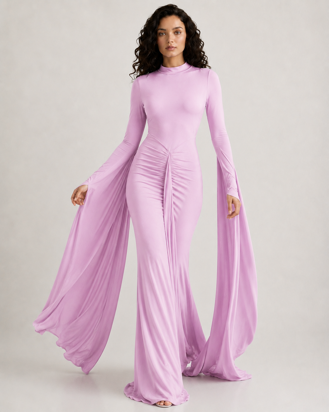 Elegant Backless Sash Sheer Shawl Two Piece Set