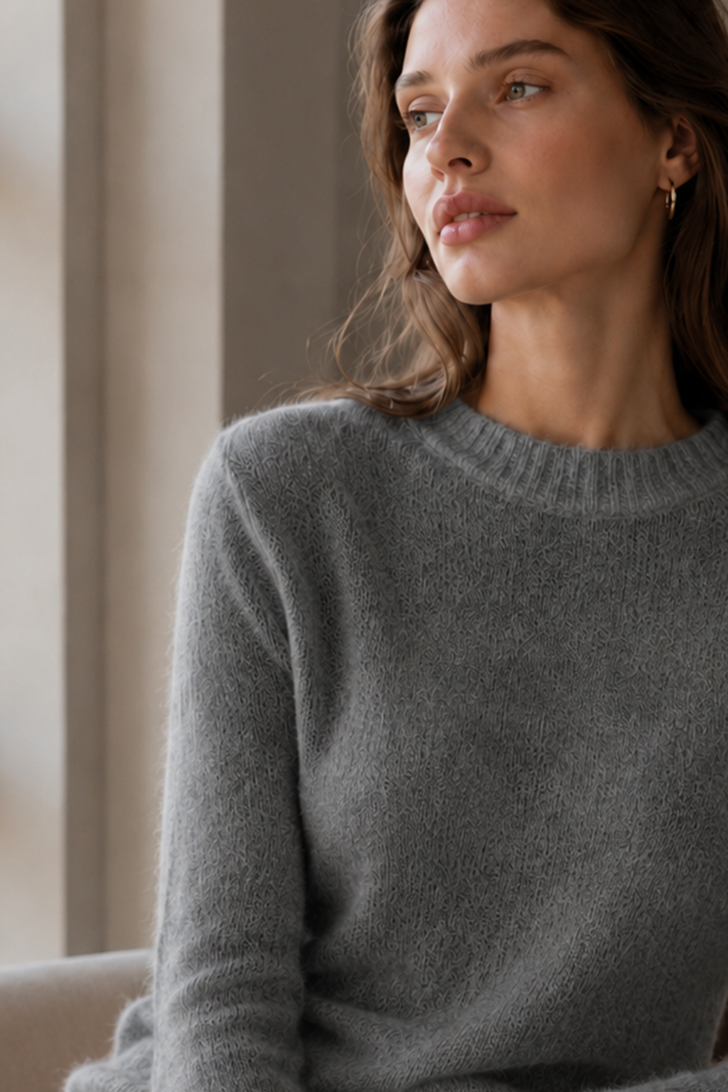 Mohair Round Neck Knit Top