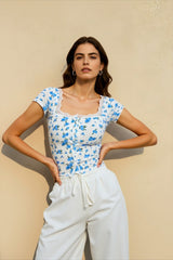 Vintage Print Fitted T-shirts