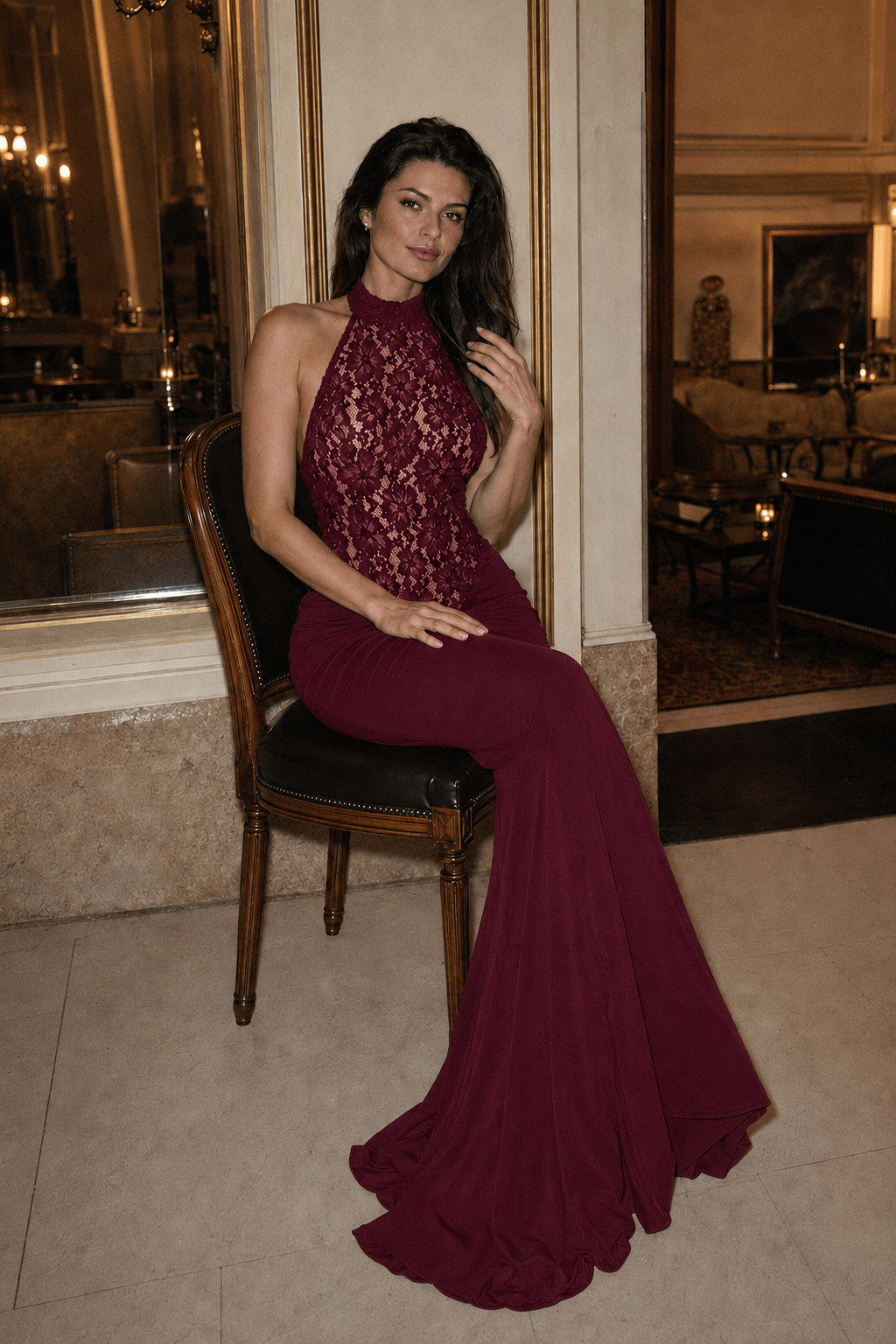 Sexy Lace Patchwork Bodycon Maxi Dress