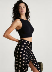 Polka Dot Drawstring Midi Skirt