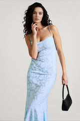 Tie Waist Sling Embroidered Mermaid Lace Dress