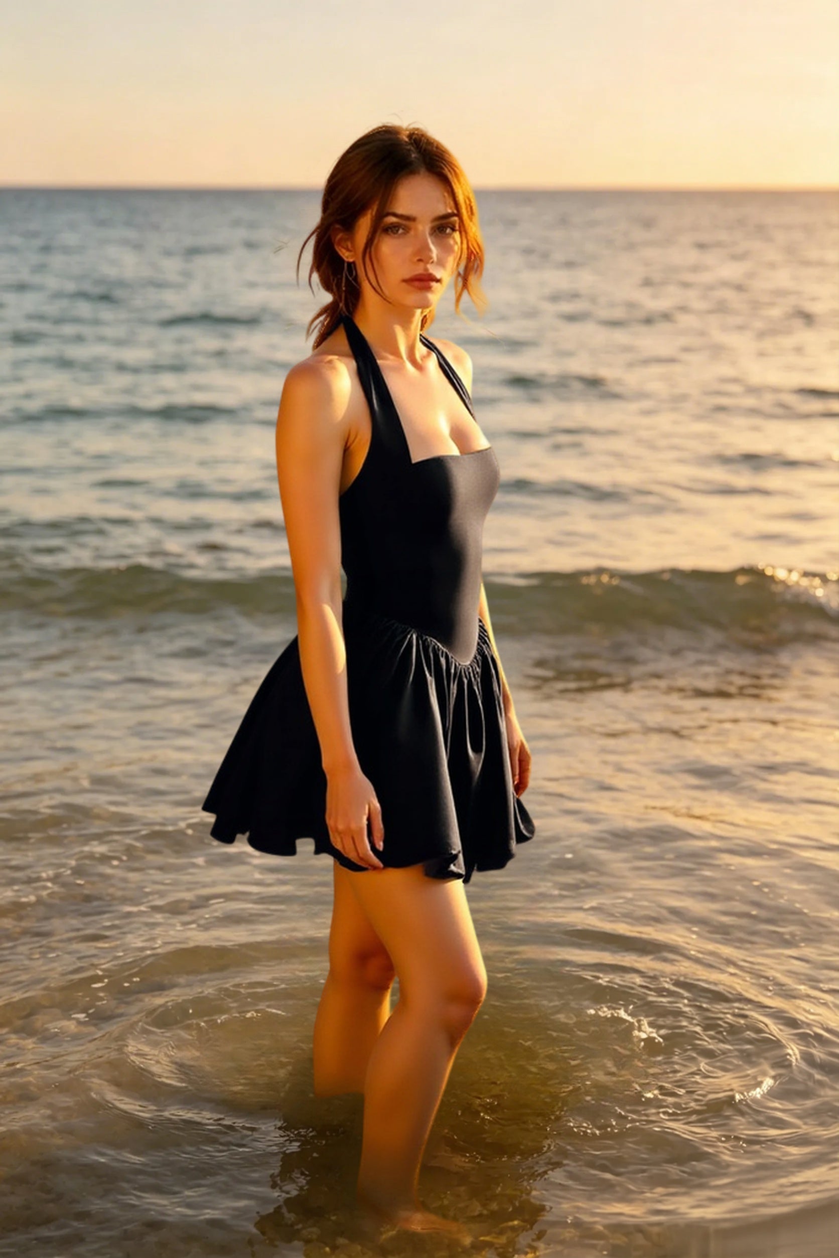 Halter Bow Puff Birthday Dress