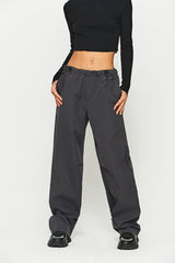 Low Waist Drawstring Solid Cargo Pants