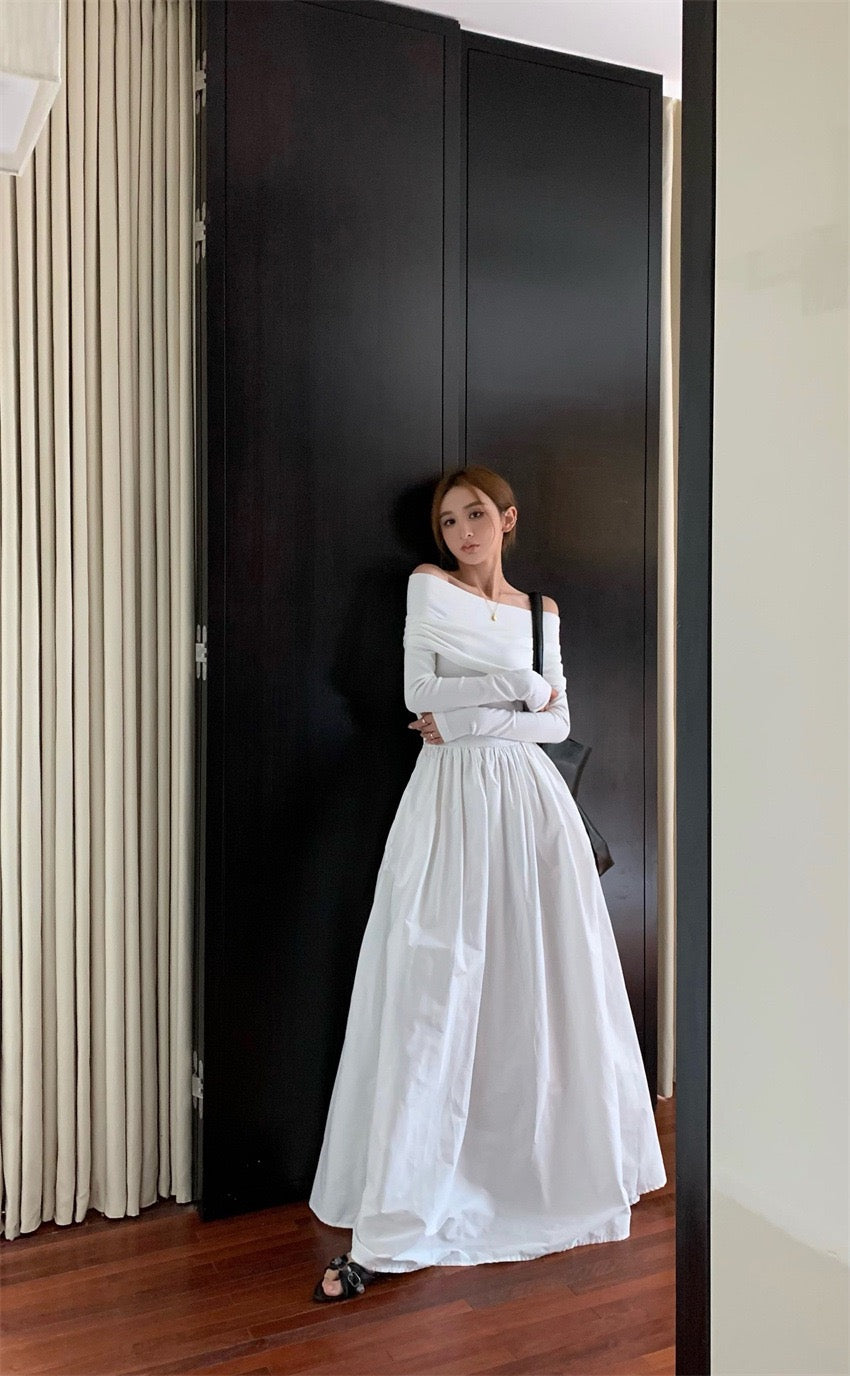 Off Shoulder Criss Cross Long Dress