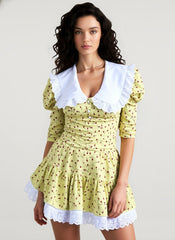 Peter Pan Collar Short Sleeve Floral Mini Dress