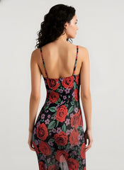Printed V Neck Slim Fit Vacation Dress