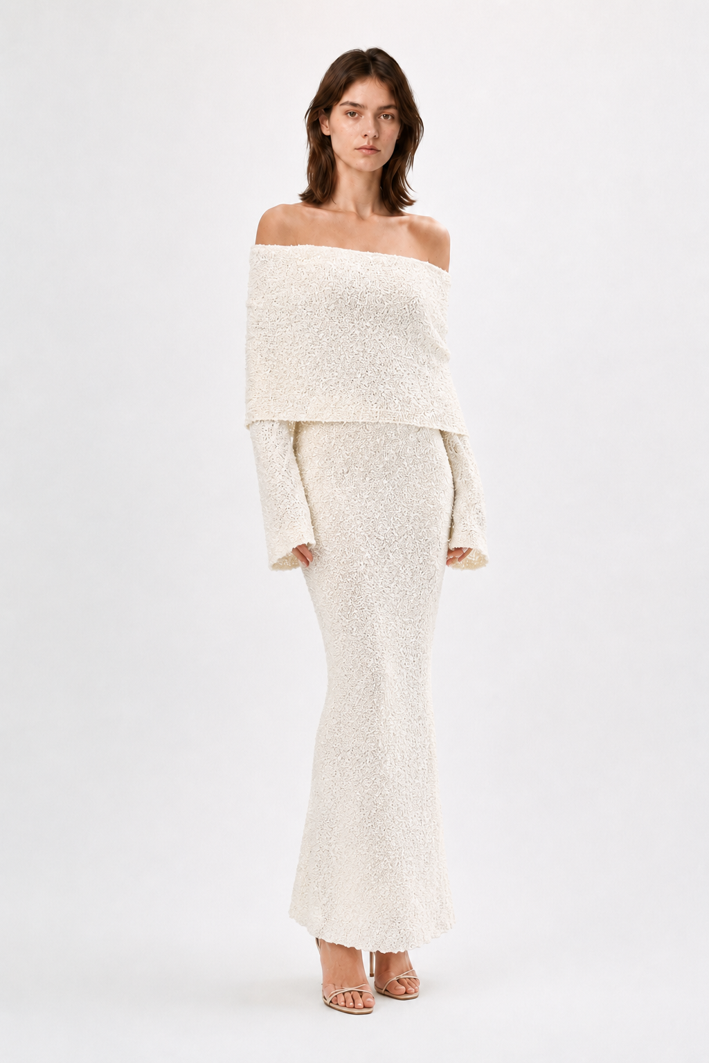 Off Shoulder One Shoulder Knit Sweater Dress
