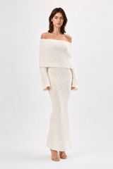 Off Shoulder One Shoulder Knit Sweater Dress