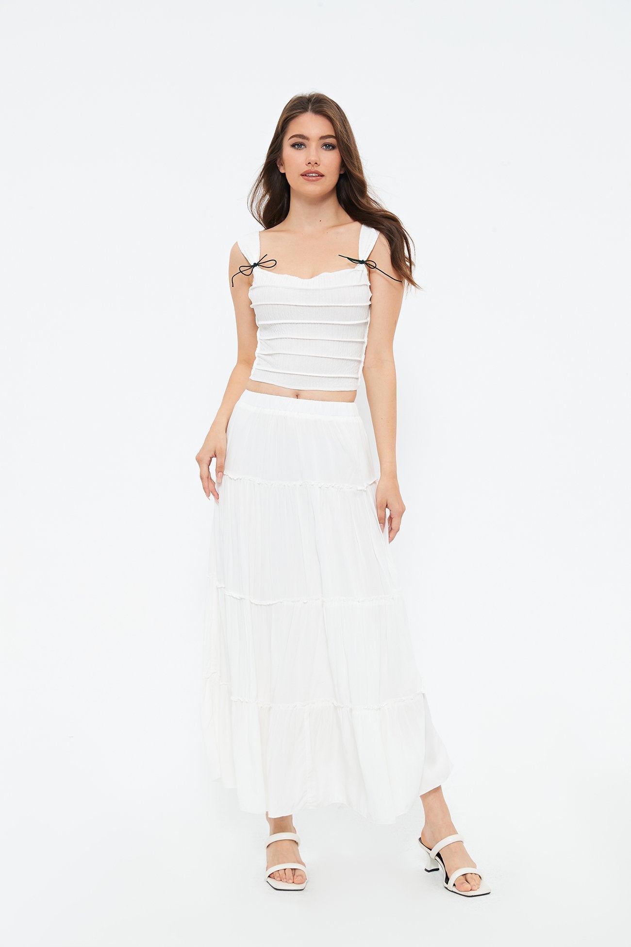 Sweetheart Seam Detail Cinched Waist Tank Top