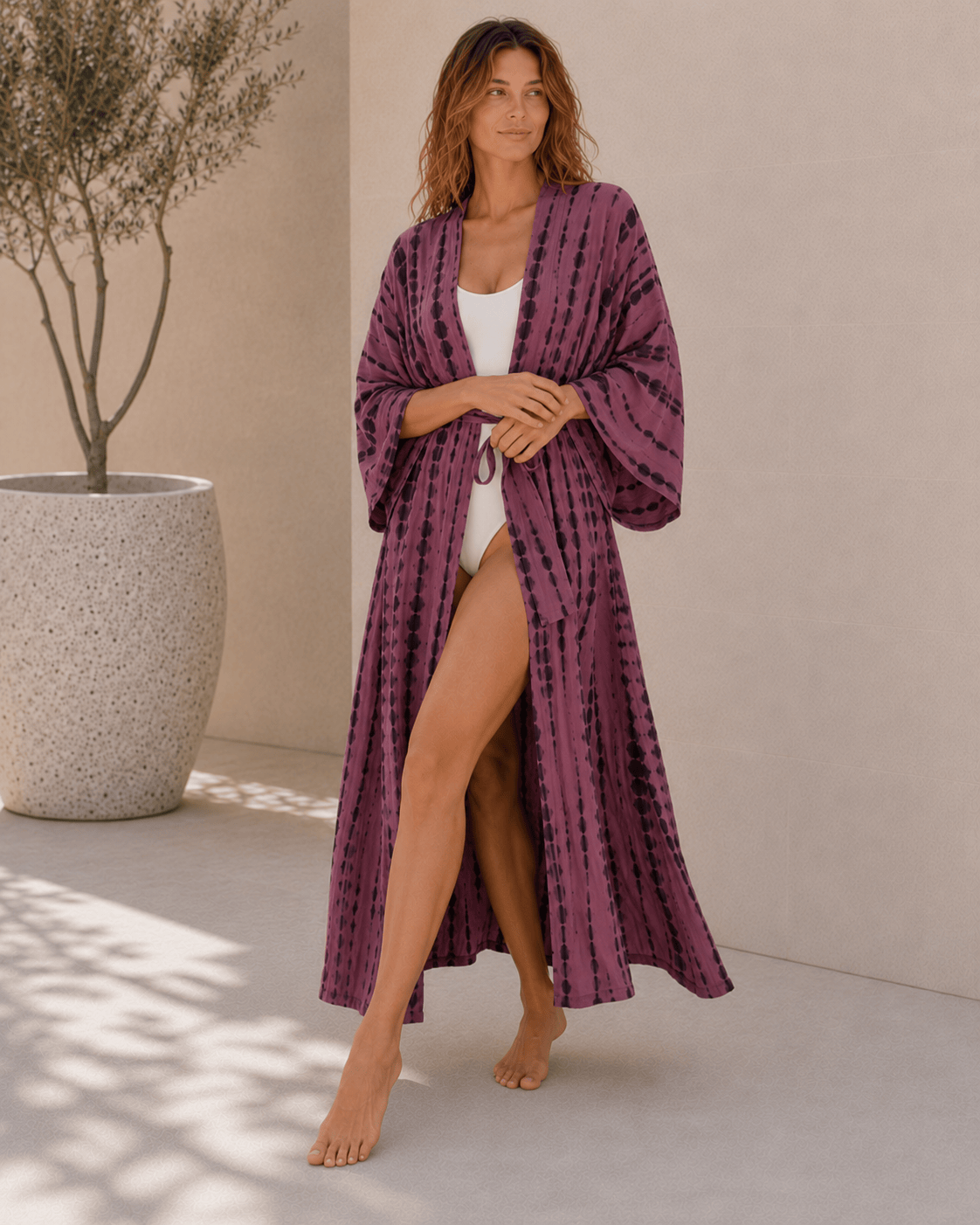 Tie Dye V-Neck Beach Cover Up