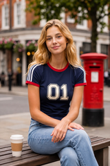 Sporty Color Block Number Print Slim T-shirt