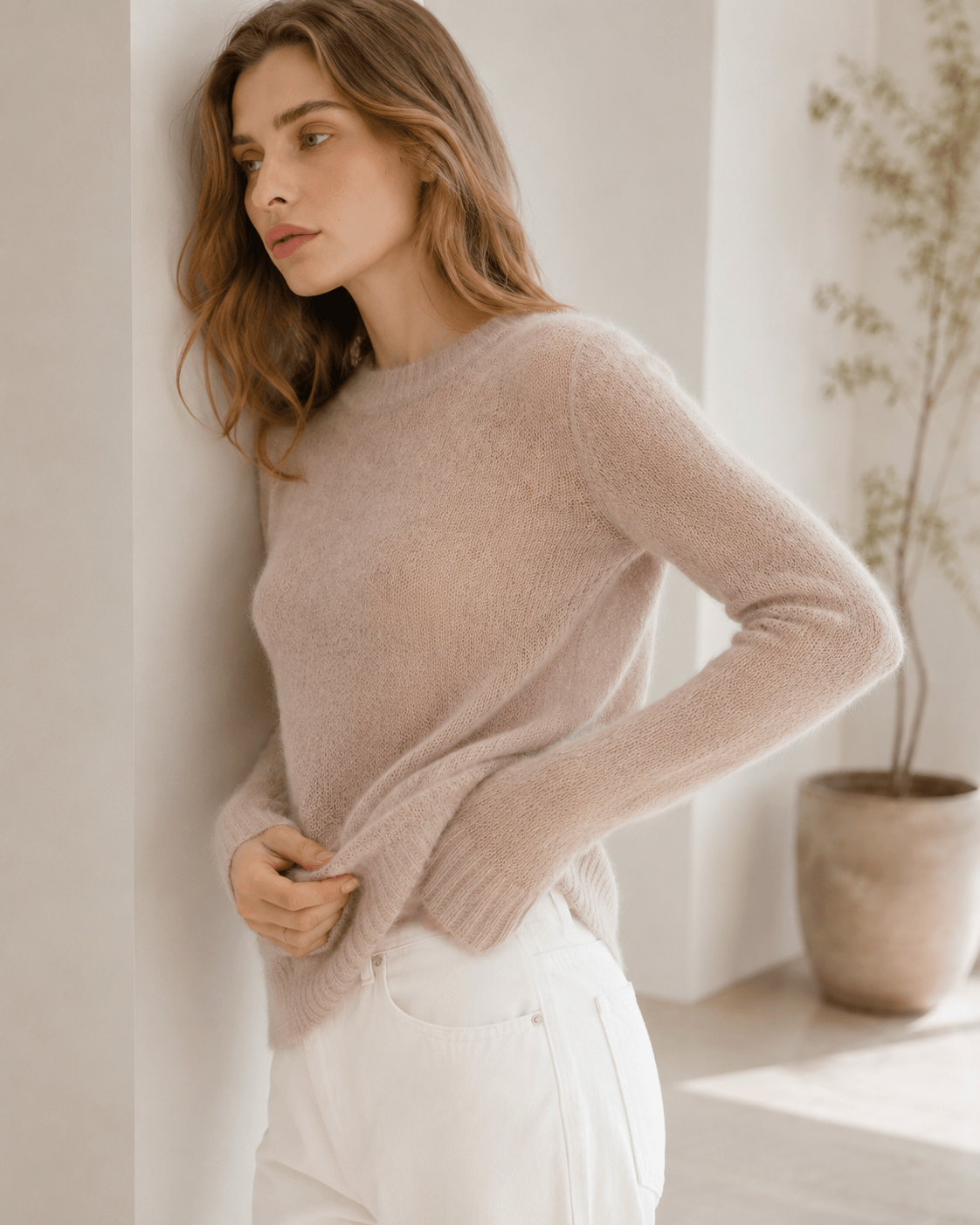 Candy Pastels Sheer Crew Neck Lightweight Knit Top