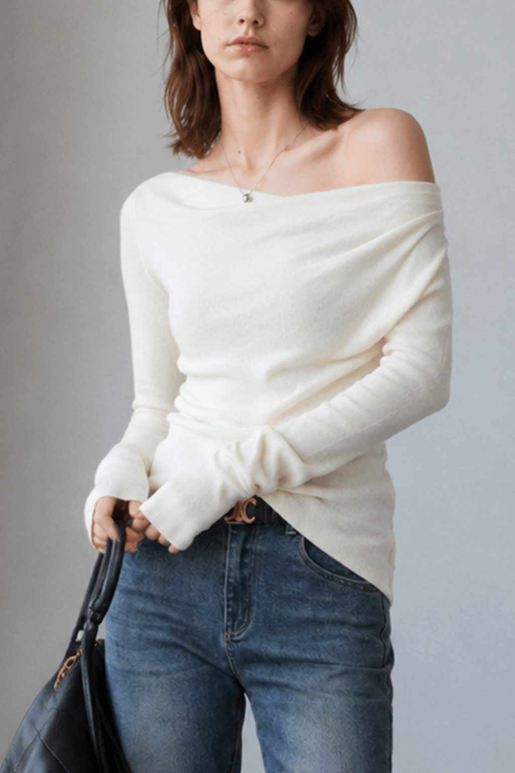 Chic Off Shoulder Fitted Knit Top