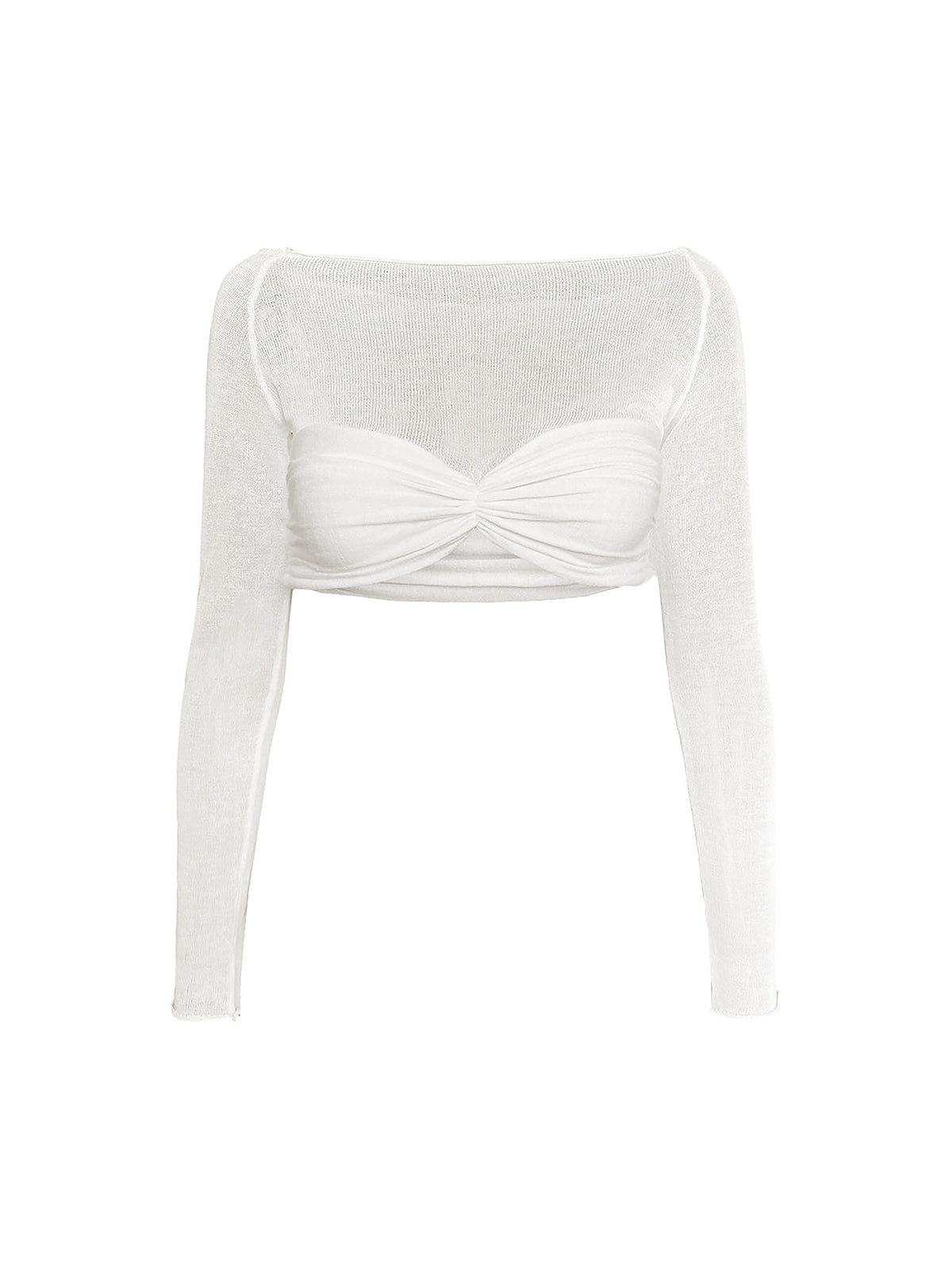 Semi-Sheer Off-Shoulder Mesh Crop T-Shirt