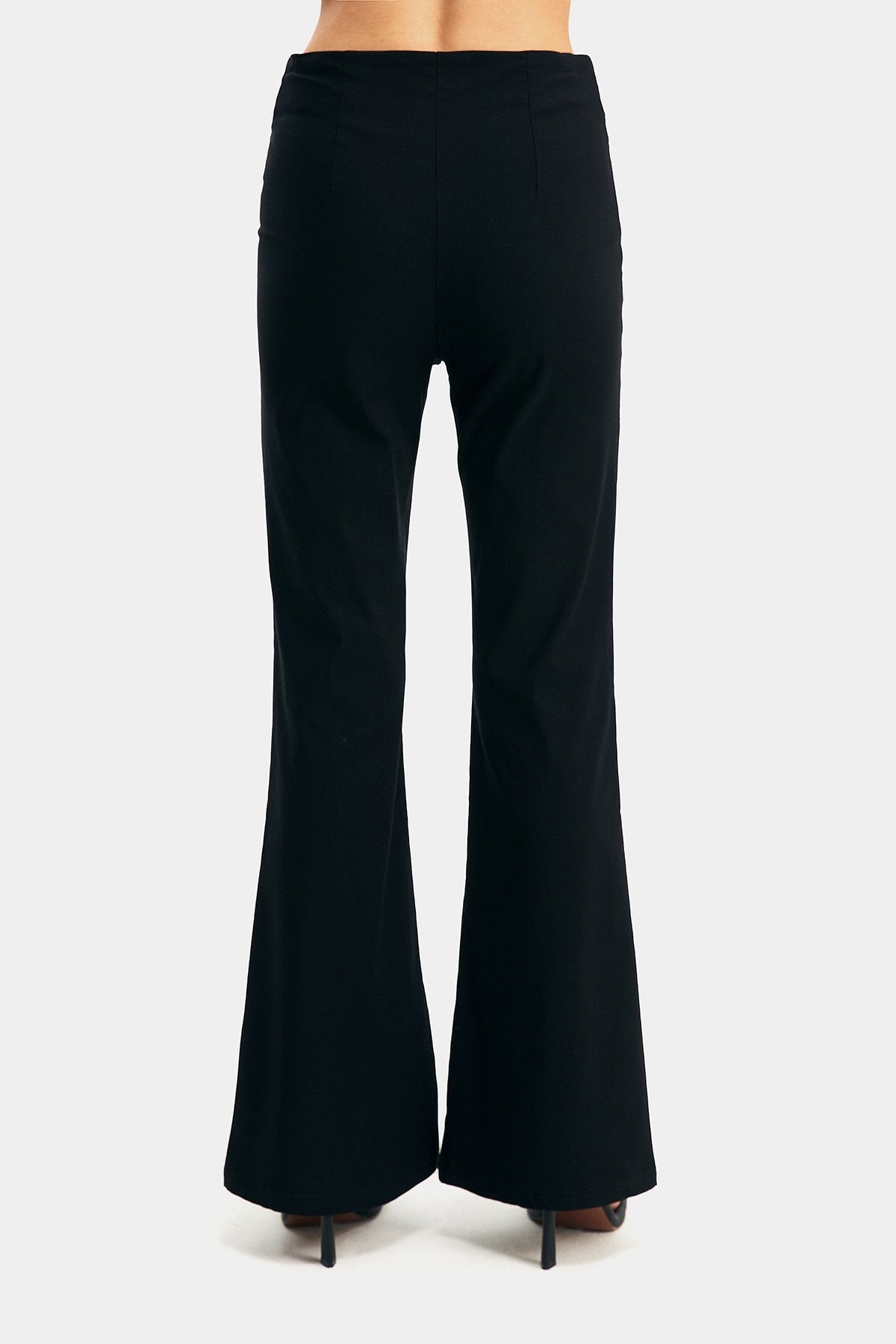 Low Waist Solid Flared Pants With Belt