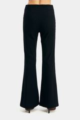 Low Waist Solid Flared Pants With Belt