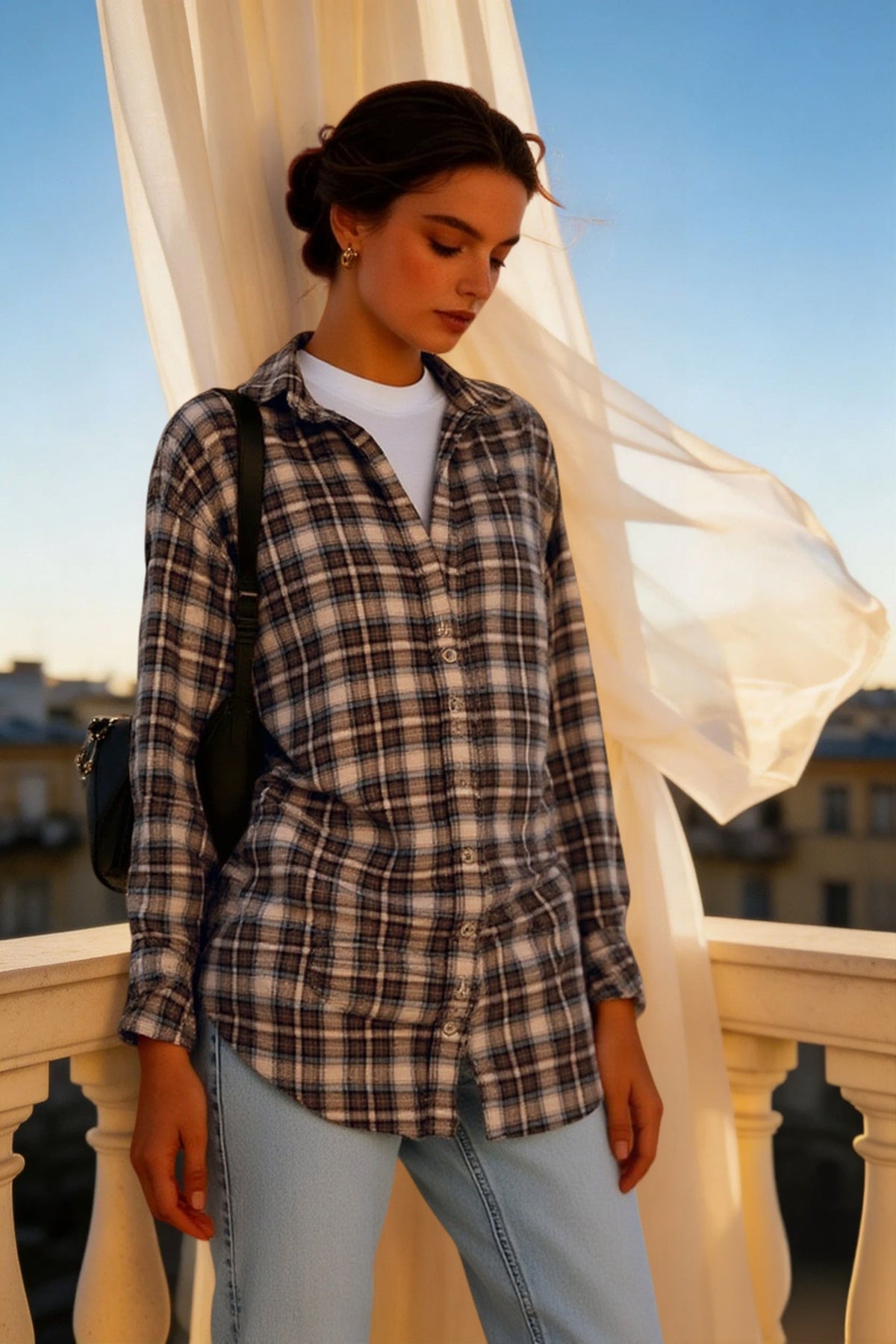 American Vintage Plaid Blouse