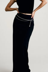 American Retro Solid Color Draped Skirt