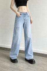 Embroidered Butterfly Raw Hem Jean