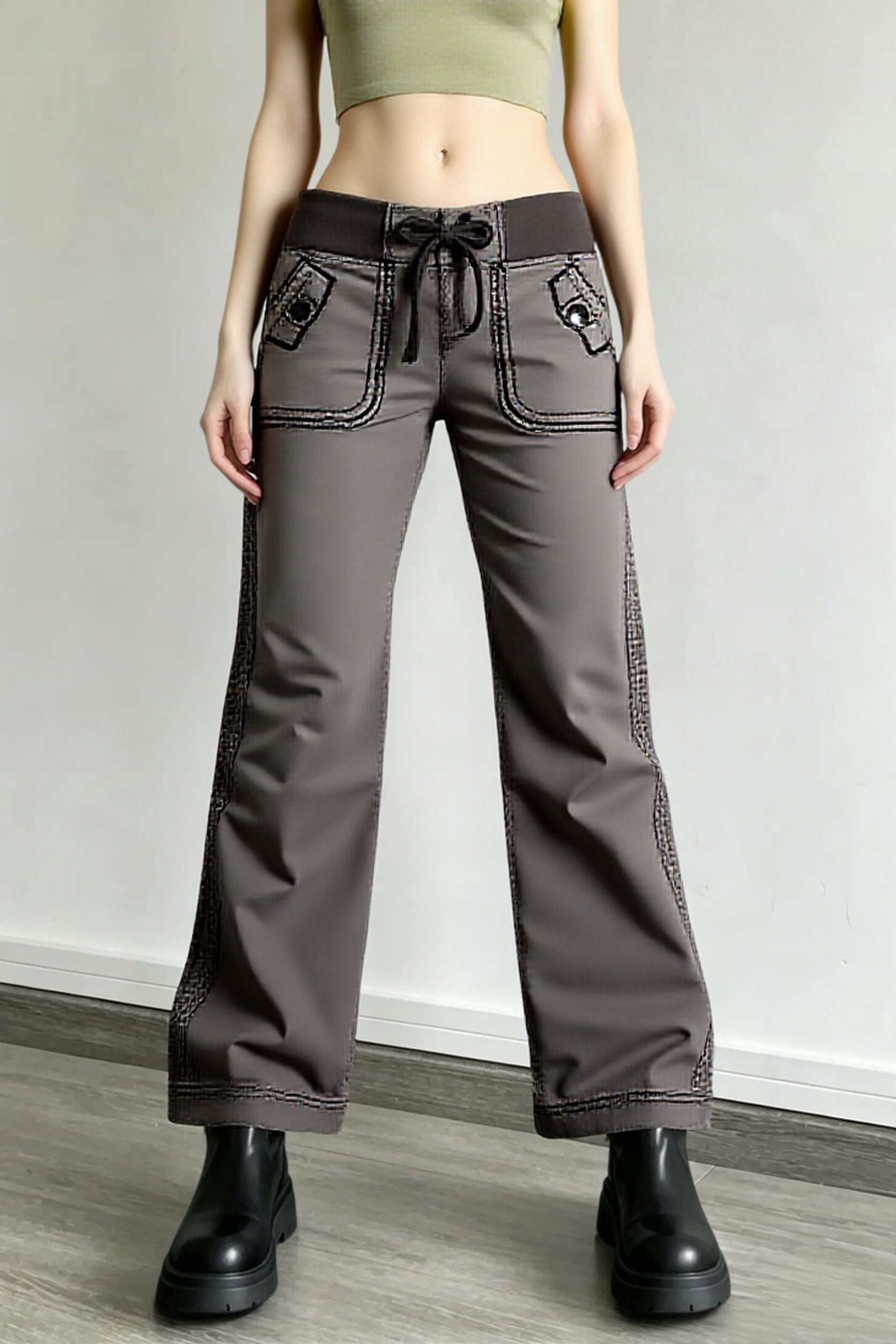 Multi Pocket Low Waist Bootcut Jeans