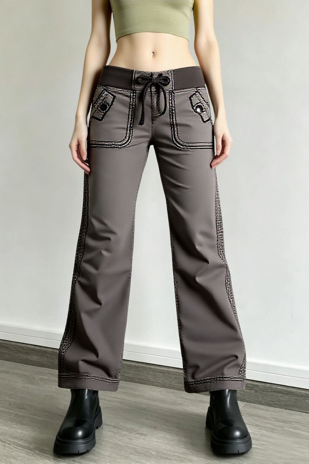 Multi Pocket Low Waist Bootcut Jeans