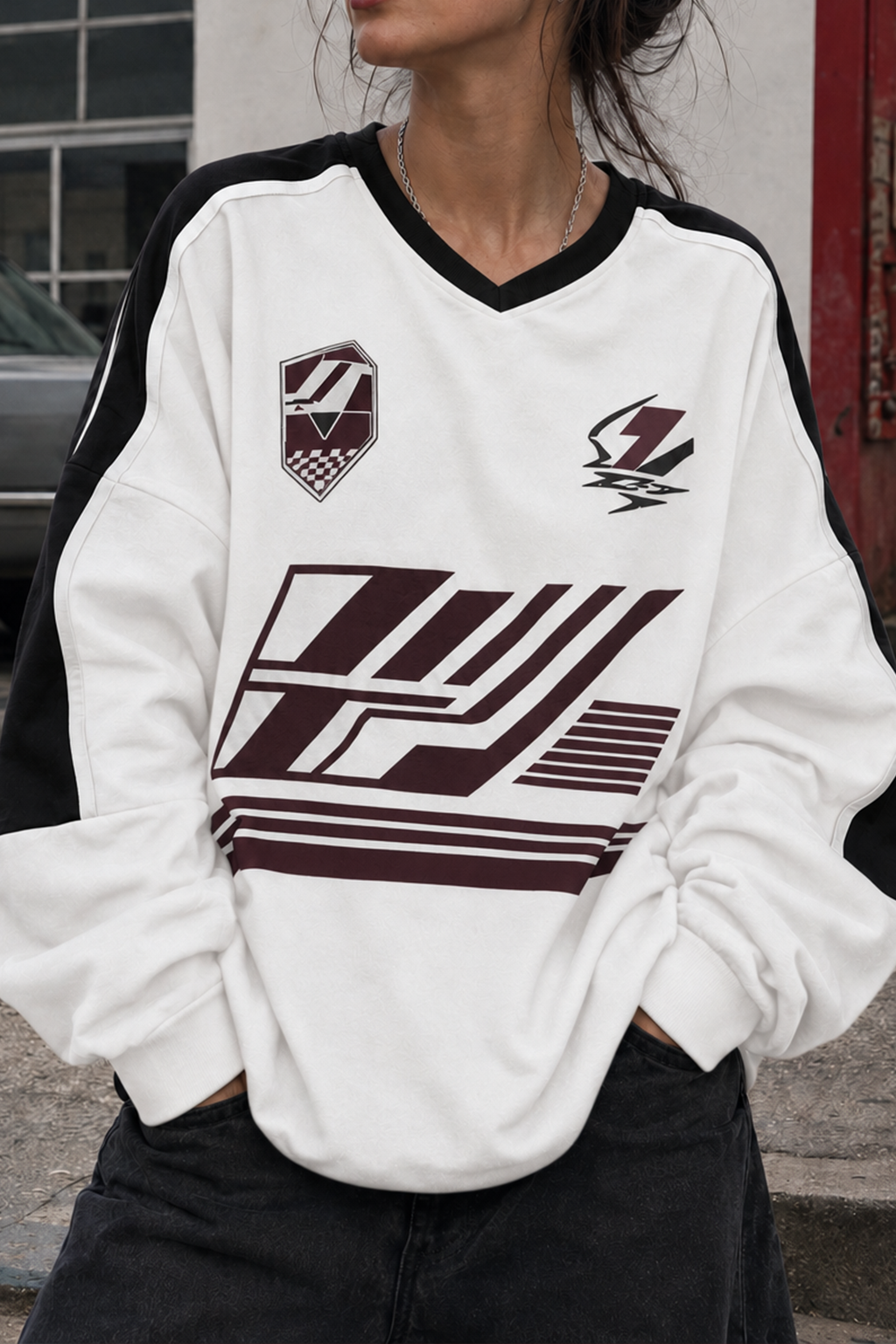 Collegiate Color-Blocked Long Sleeve Crew Neck Relaxed Sweatshirt