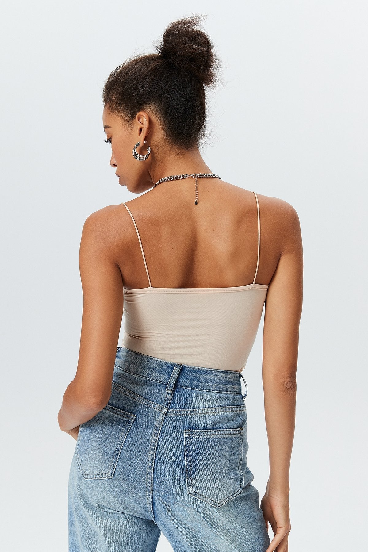 Solid Backless Cami Crop Tank Top