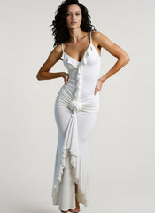 Floral Ruffle Slim Cami Vacation Dress