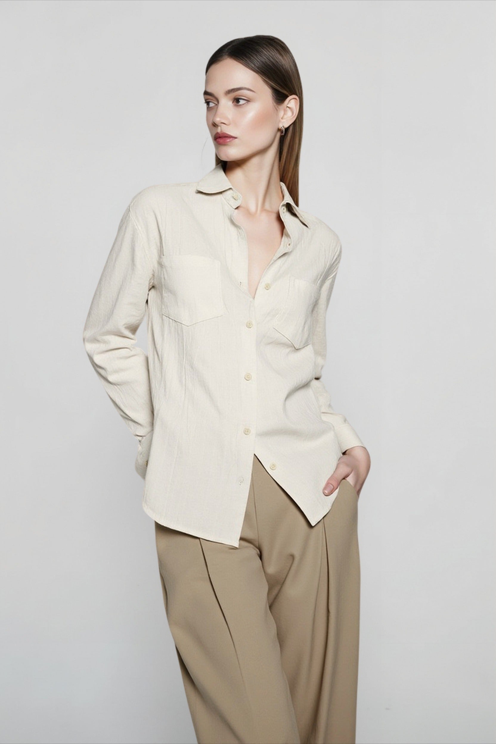 Pure Linen Textured Blouse