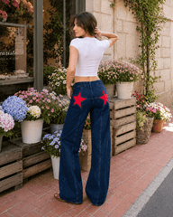 Y2K Star Patch Contrast Wash Jean