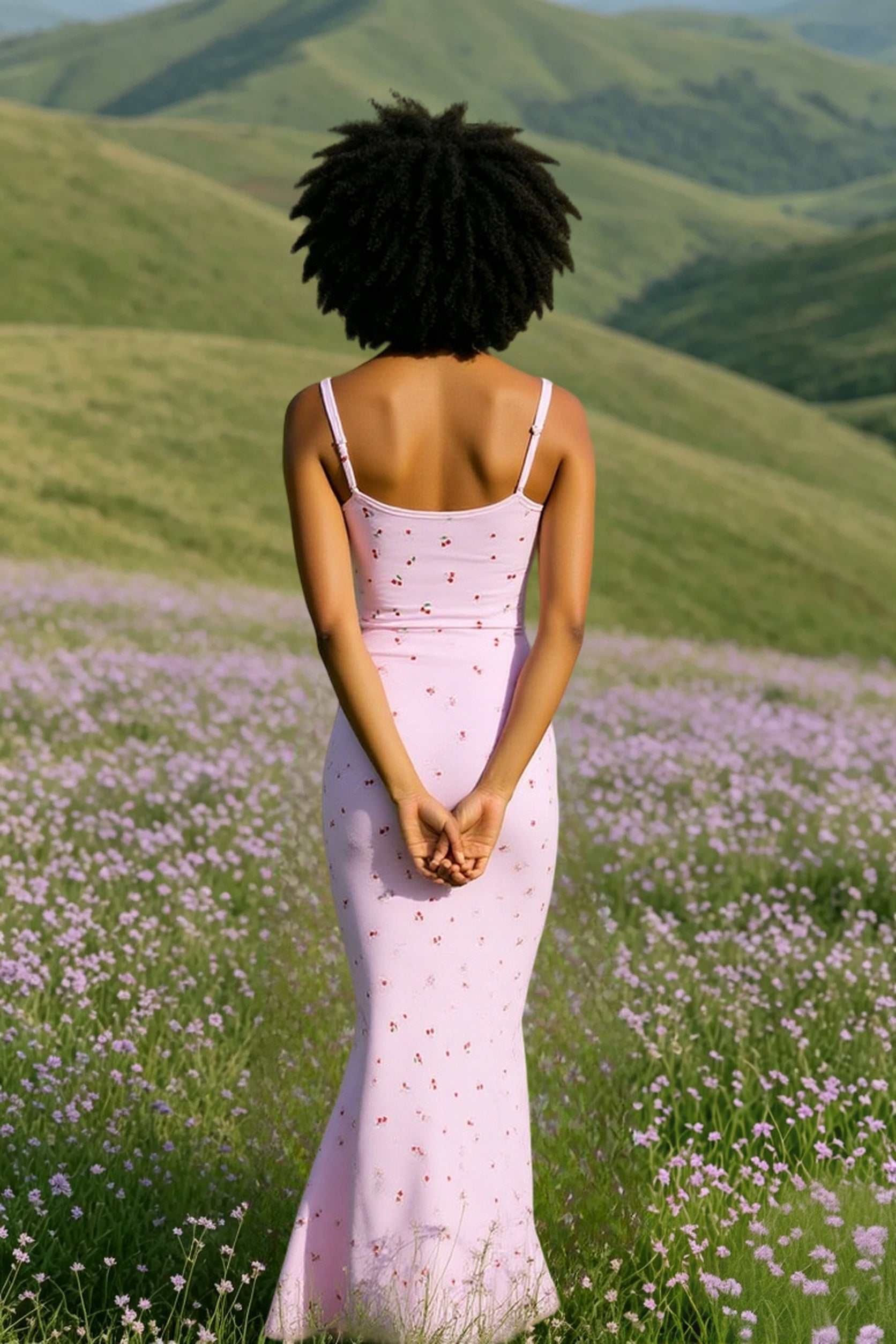Ribbed Cherry Bodycon Maxi Floral Dress