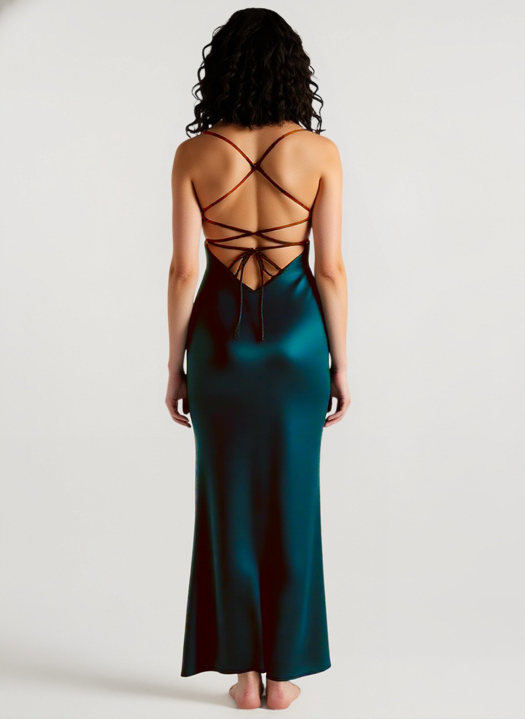 Back Tie Spaghetti Strap Formal Dress