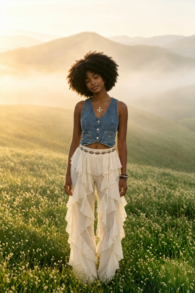Mesh Patchwork High Waist Pant