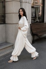 Structured Puff Ankle Chic Casual Pants