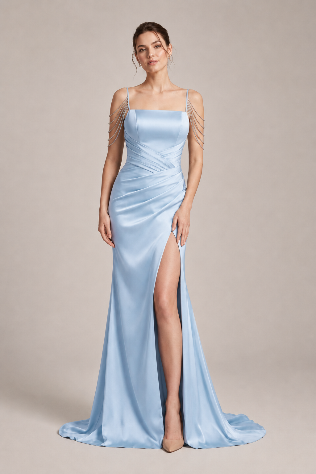 Satin Spaghetti Strap Mermaid Party Dress