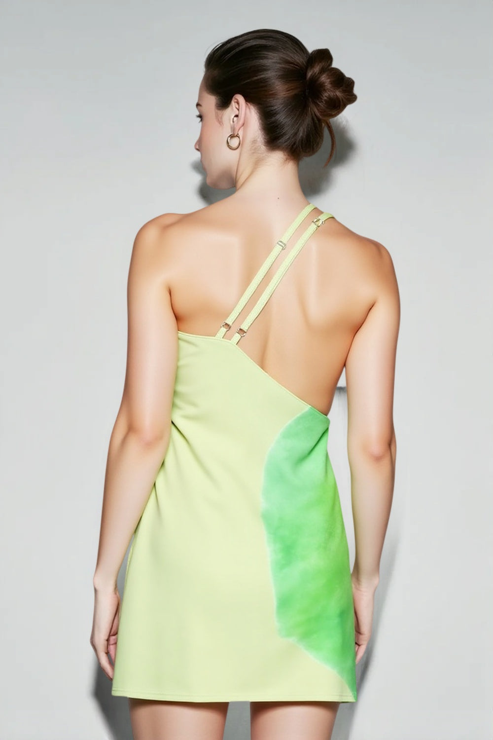 Draped One Shoulder Print Vacation Dress