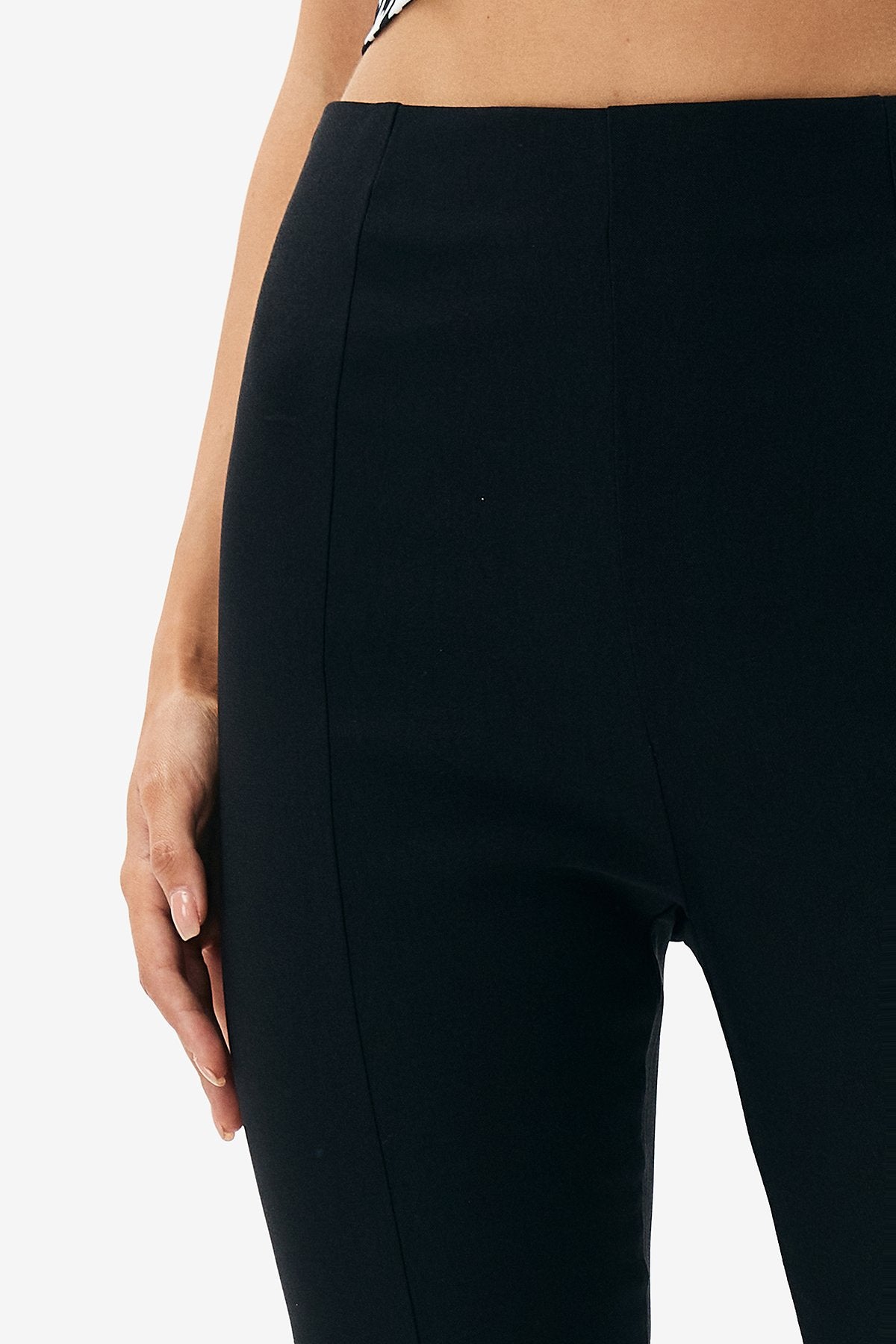Solid Split Hem High Waisted Pants
