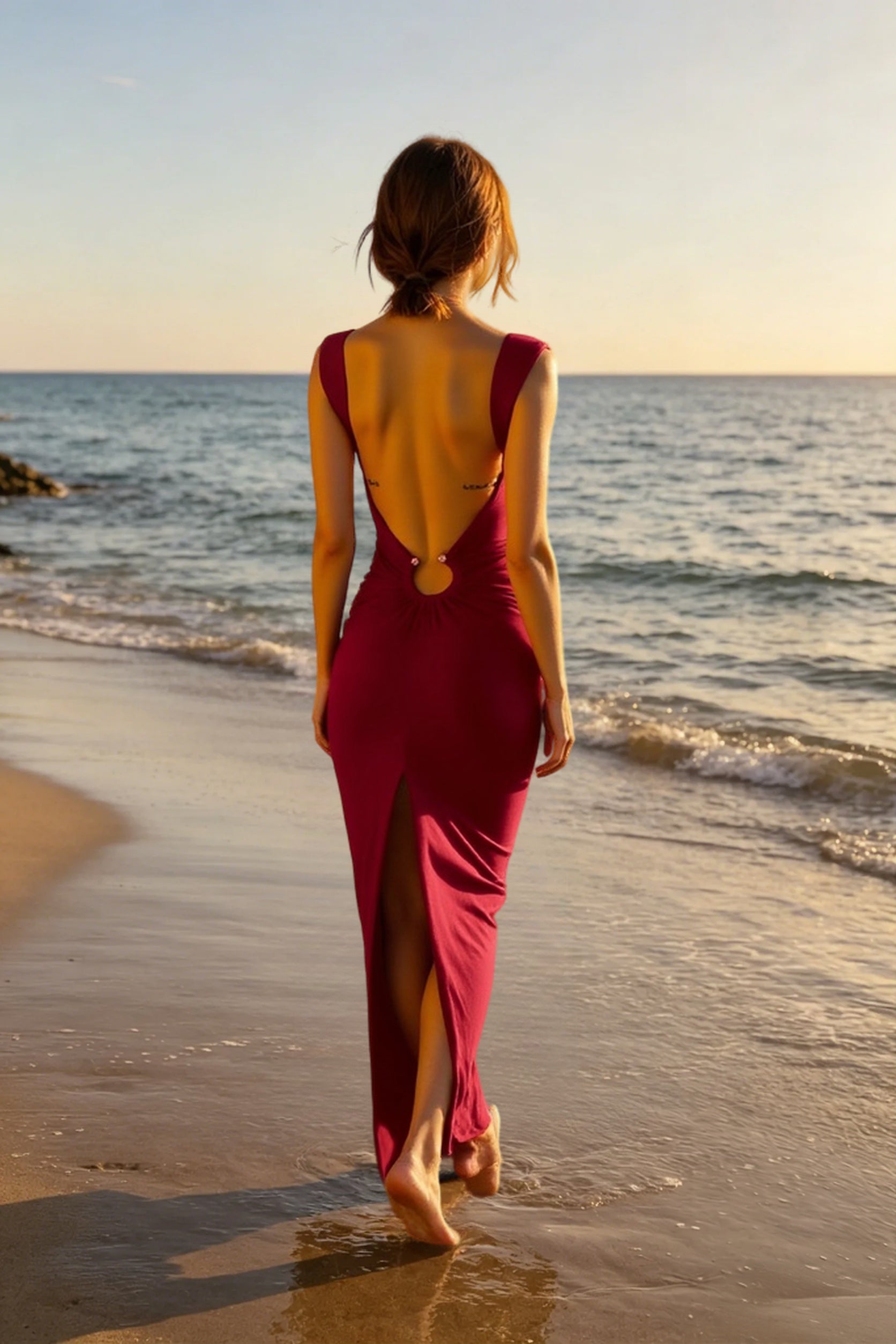 Slit V-Neck Bodycon Dress