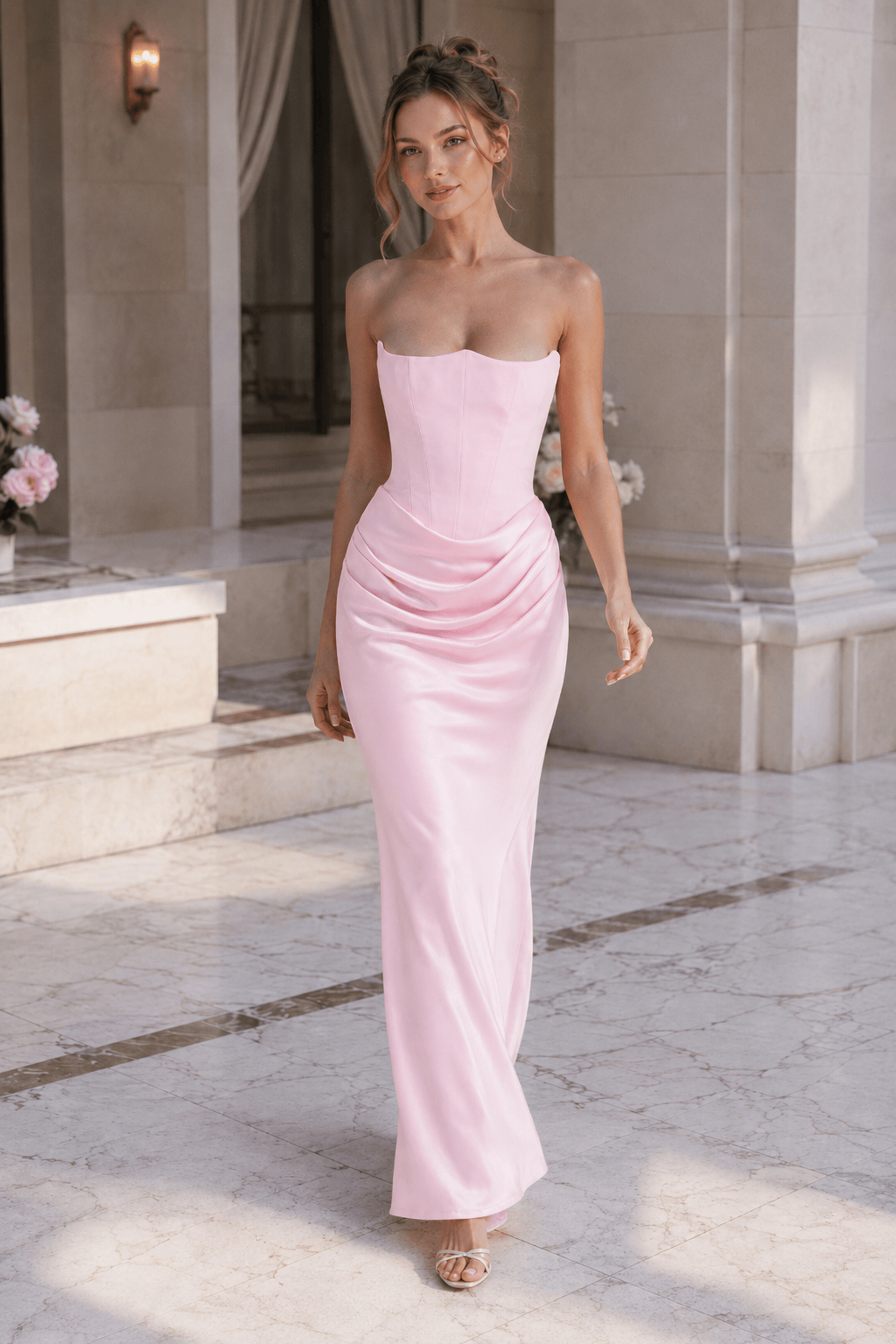 Strapless Boned Corset Bodycon Maxi Dress