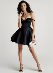 Elegant Sequin Patchwork Strapless Halter Cocktail Dress