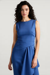 Solid Waisted Sleeveless Asymmetrical Long Work Dress