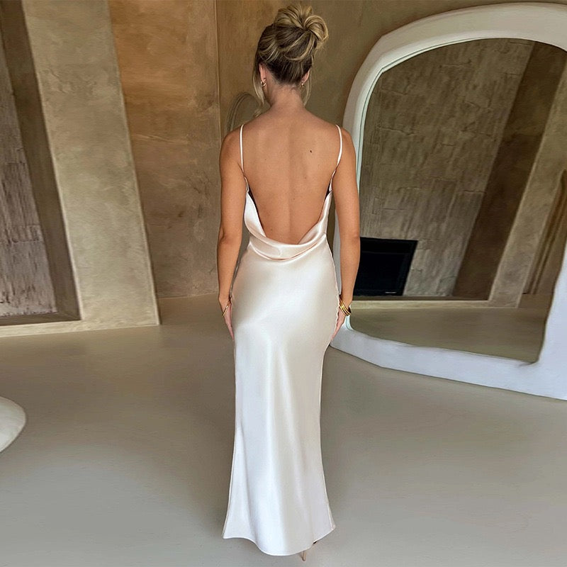 Textured Jersey Open Back Maxi Dress