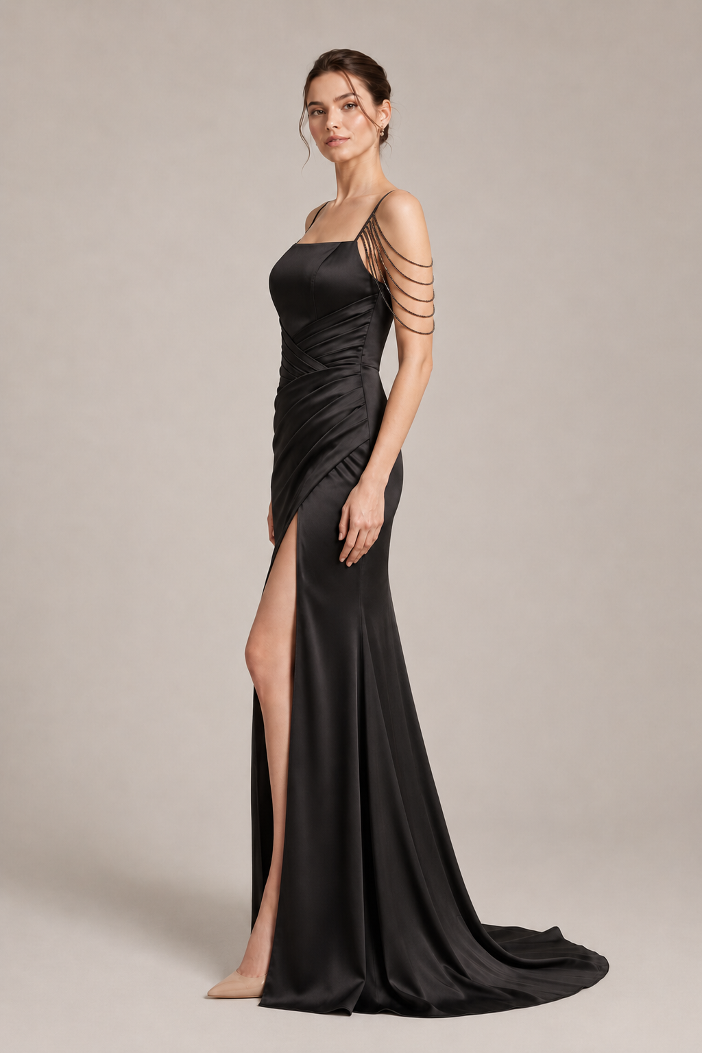 Satin Spaghetti Strap Mermaid Party Dress