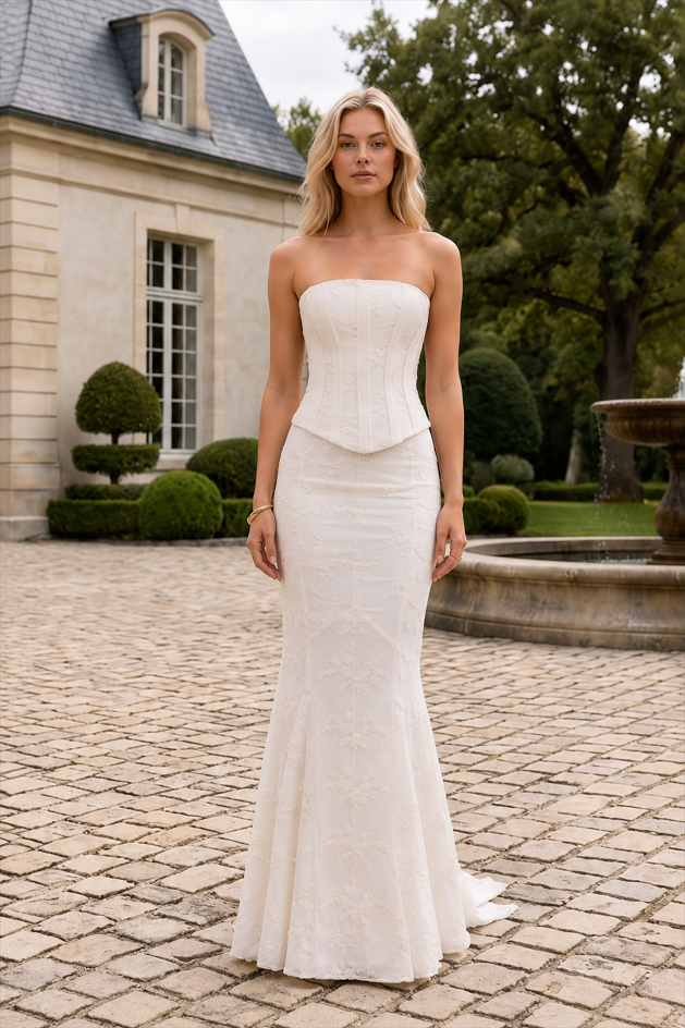 Embroidered Bustier Bodycon Formal Dress