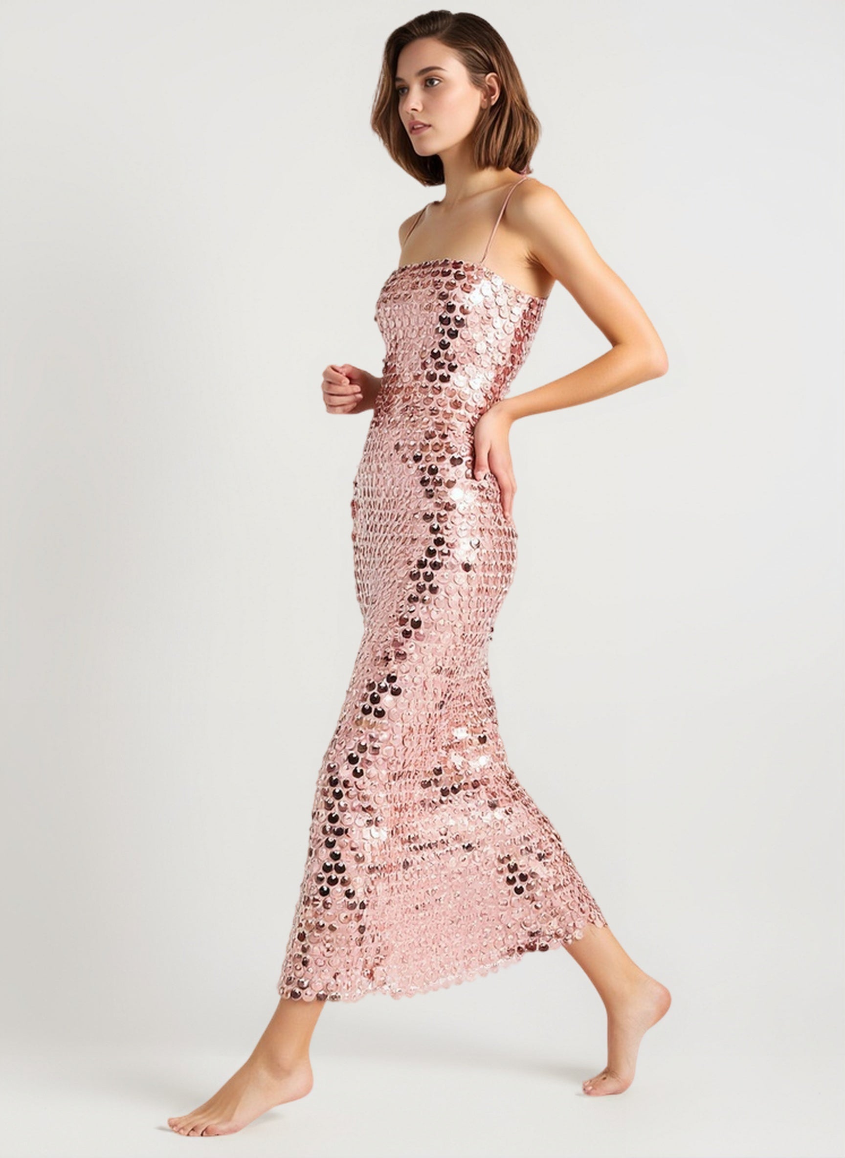Spicy Girl Beaded Irregular Midi Dress