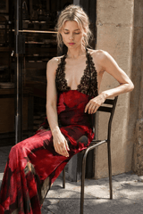 Lace Spaghetti Strap Holiday Maxi Dress