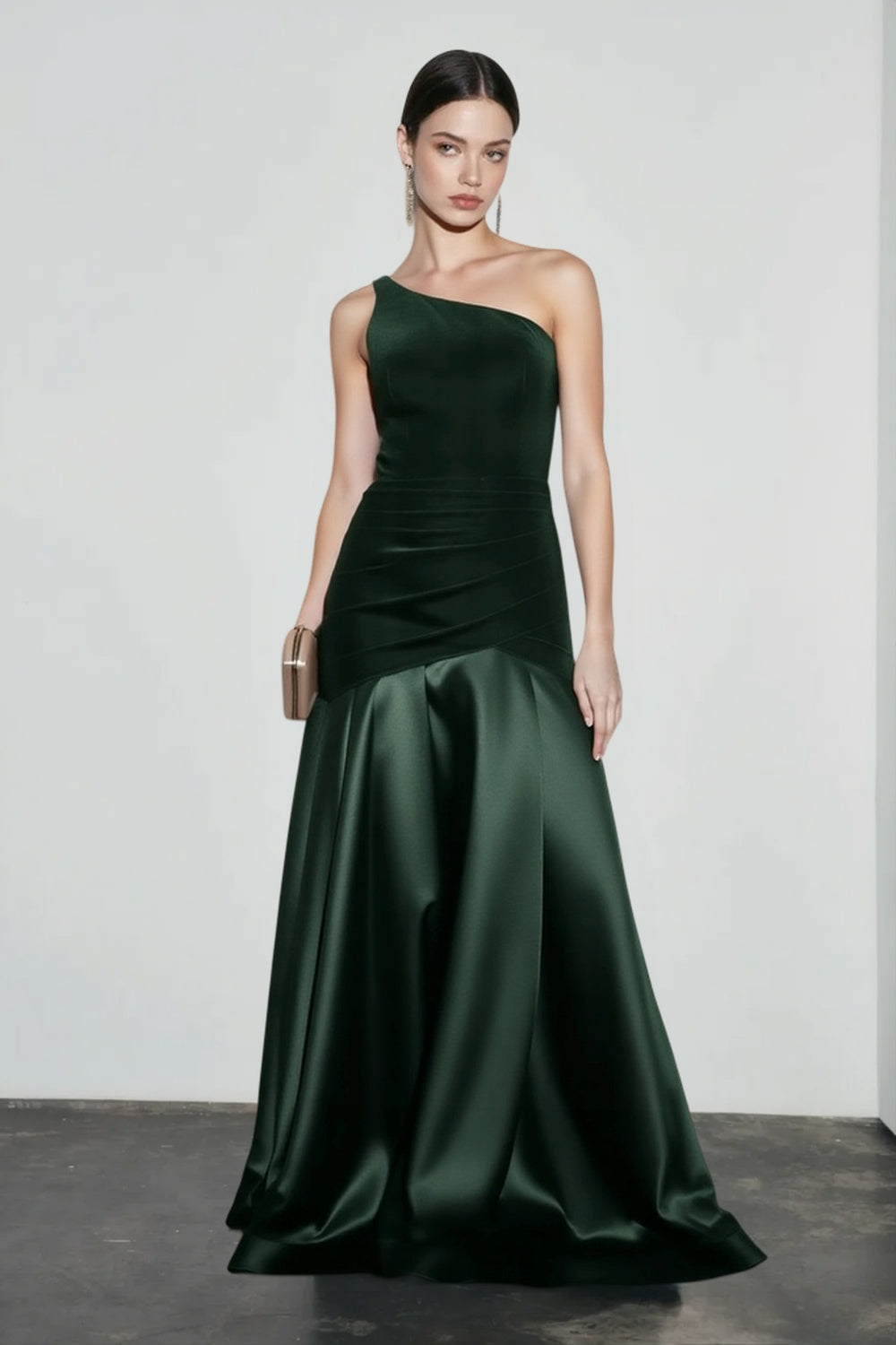 Velvet Panel Off Shoulder A Line Formal Dress