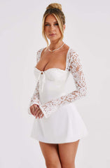 Ashwood Lace Sleeve Mini Dress White